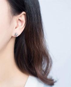 img 2 attached to ✈️ CZ Airplane Earrings - Women & Teen Girls S925 Sterling Silver 18K White Gold Plated, Cubic Zirconia Inlay Tiny Plane Studs, Hypoallergenic, Airline Jewelry - Ideal Souvenir & Gifts