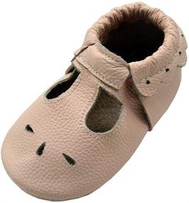 img 4 attached to IEvolve Leather Walker Moccasins for Toddlers Boys' Shoes and Slippers