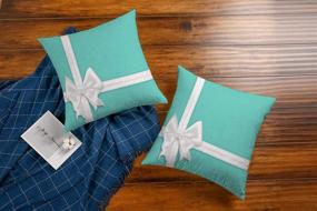 img 1 attached to KJONG Ribbons Turquoise DecorativePillow Zippered