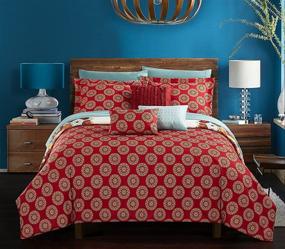 img 3 attached to 🛏️ Chic Home CS5045-AN Paisley Bohemian Reversible Queen Bed in a Bag Set with Embroidered Details – Large Scale Paisley Print in Red