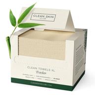 🌿 clean skin club xl bamboo clean towels - biodegradable face towel, disposable dry makeup removing wipes, 100% organic bamboo - super soft for sensitive skin (50 count / single box) logo