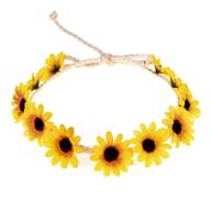 🌻 boho sunflower crown with floral fall vibes - hippies daisy hair wreath for bridal headpiece, photo props, dy-01 (yellow) logo