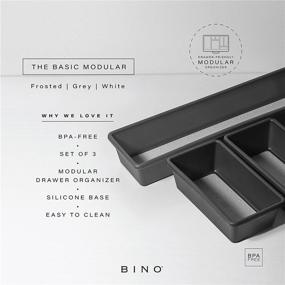 img 3 attached to BINO 3-Piece Drawer Organizer Bin Set - Small Grey | Modular, Multi-Purpose Storage with Soft-Grip Lining and Non-Slip Feet | Durable & BPA-Free | Ideal Desk & Vanity Drawer Organizer