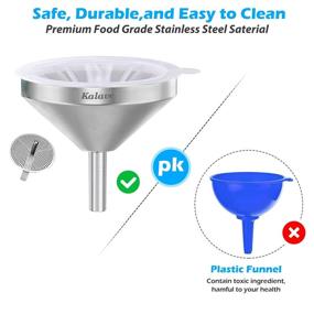 img 2 attached to 🔥 vorpower KALAVE Premium Stainless Steel Funnel with 200 Mesh Food Filter Strainer - Perfect for Bottles, Oils, Juice, Wine, Coffee, and Milk