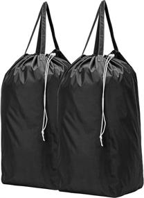 img 4 attached to 🧺 2-Pack Travel Laundry Bag with Handles, Large Capacity Square Base for Carrying Up to 3 Loads of Clothes, Machine Washable Dirty Clothes Storage with Drawstring Closure, Black