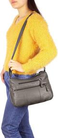 img 3 attached to Stylish and Durable: Women's Soft PU Leather Shoulder Bag - Crossbody Purse with Multiple Pockets