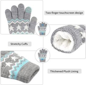 img 1 attached to Winter Warm Knit Pompom Beanie Hat Caps Scarf Touchscreen Gloves Set for Kids Babys Girls: Neck Warmer with Thick Fleece Lined