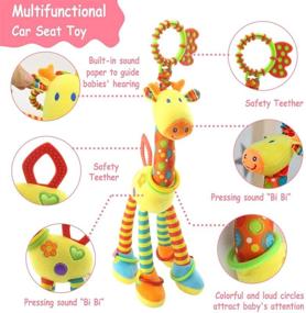 img 2 attached to 🐾 Colorful Animal Bell Rattle: Baby Car Seat Toys & Stroller Toys for 3-6 Months - 11 Months | Infants Sensory & Musical Baby Toys - Soft, Hanging & Interactive