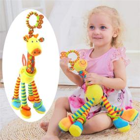 img 4 attached to 🐾 Colorful Animal Bell Rattle: Baby Car Seat Toys & Stroller Toys for 3-6 Months - 11 Months | Infants Sensory & Musical Baby Toys - Soft, Hanging & Interactive