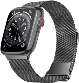 img 2 attached to 📱 Bifeiyo Stainless Steel Band with Case | Compatible with Apple Watch Bands 38mm | Adjustable Magnetic Milanese Mesh Metal Strap for Women Men | iWatch Series 6/5/4/3/2/1 SE [Black] -Improved SEO