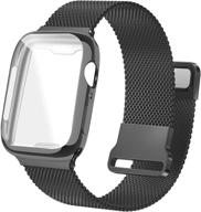 📱 bifeiyo stainless steel band with case | compatible with apple watch bands 38mm | adjustable magnetic milanese mesh metal strap for women men | iwatch series 6/5/4/3/2/1 se [black] -improved seo logo