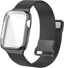 img 4 attached to 📱 Bifeiyo Stainless Steel Band with Case | Compatible with Apple Watch Bands 38mm | Adjustable Magnetic Milanese Mesh Metal Strap for Women Men | iWatch Series 6/5/4/3/2/1 SE [Black] -Improved SEO