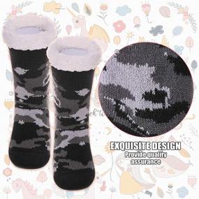 img 1 attached to 🔭 Adorable Space-themed Slipper Socks for Kids - Cozy & Non-Slip Winter Footwear