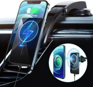 🔌 15w magnetic wireless car charger mount | 2 in 1 | compatible with magsafe | fast charging | iphone 13 12 pro max mini | car phone holder mount | dashboard & air vent | cell phone magnet car mount logo