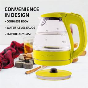 img 1 attached to Ovente Portable Electric Glass Kettle 1.5L with Blue LED Light and Stainless Steel Base, 🍵 Rapid Heating Countertop Tea Maker Hot Water Boiler with Auto Shut-Off & Boil Dry Protection, Green KG83G