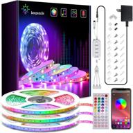 keepsmile led strip lights 50ft - 5050 rgb music sync color changing led light strips for bedroom, kitchen, and home decoration логотип