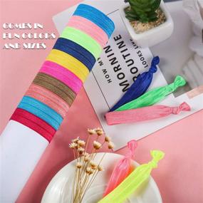 img 3 attached to Colorful Ribbon Hair Bands: 200 Elastic Knotted Hair Ties for Women and Girls - No Crease Ponytail Holders with Multicolor Fold Over Hair Accessories