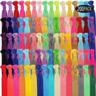 colorful ribbon hair bands: 200 elastic knotted hair ties for women and girls - no crease ponytail holders with multicolor fold over hair accessories logo