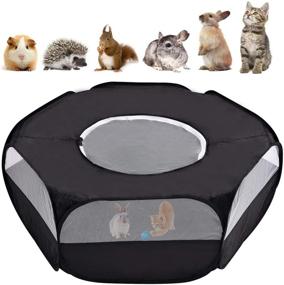img 4 attached to 🐾 Breathable Small Animal Playpen with Top Cover - Portable Tent for Puppy/Kitten/Rabbits/Hamster - includes Toy Ball - Outdoor/Indoor LZndeal Pet Playpen Cage