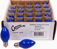 💡 box of 25 c7 steady burning opaque blue light bulbs - 7 watt - candelabra base - ideal for night lights, decorative lights & christmas strings логотип