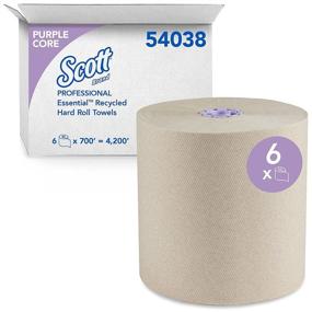 img 4 attached to 🧻 Scott Essential 100% Recycled Brown Roll Towel (54038), with Absorbency Pockets, Purple Core, 700'/Roll, Case of 6 Rolls, Total 4,200 Feet
