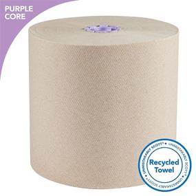 img 2 attached to 🧻 Scott Essential 100% Recycled Brown Roll Towel (54038), with Absorbency Pockets, Purple Core, 700'/Roll, Case of 6 Rolls, Total 4,200 Feet