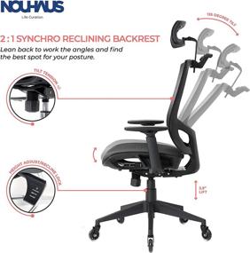 img 2 attached to 🪑 The Ultimate Ergonomic Task Chair: NOUHAUS ErgoTASK/Draft - Computer and Office Chair with Headrest and Wheels