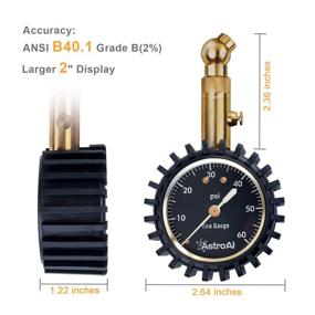 img 3 attached to 🔧 Accurate AstroAI Tire Pressure Gauge 60 PSI - Heavy Duty, ANSI Certified with Large 2" Dial for Easy Reading