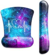 😍 comfortable keyboard wrist rest pad and ergonomic mouse pad set with gel wrist support - non-slip base - cute heart galaxy design - ideal for gaming, typing, and pain relief - perfect for computer, office logo