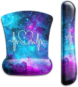 img 4 attached to 😍 Comfortable Keyboard Wrist Rest Pad and Ergonomic Mouse Pad Set with Gel Wrist Support - Non-Slip Base - Cute Heart Galaxy Design - Ideal for Gaming, typing, and Pain Relief - Perfect for Computer, Office