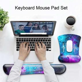 img 2 attached to 😍 Comfortable Keyboard Wrist Rest Pad and Ergonomic Mouse Pad Set with Gel Wrist Support - Non-Slip Base - Cute Heart Galaxy Design - Ideal for Gaming, typing, and Pain Relief - Perfect for Computer, Office