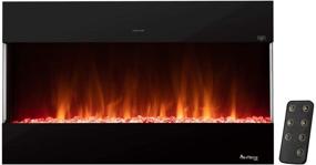 img 4 attached to 🔥 e-Flame USA Hampshire 36-inch Wall Mount Electric Fireplace - LED Flame Effect & Timer - 3-D Logs - 2021 Model