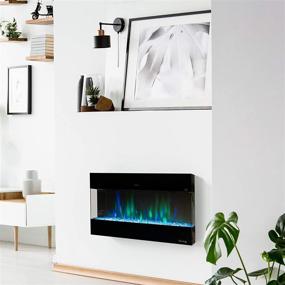 img 2 attached to 🔥 e-Flame USA Hampshire 36-inch Wall Mount Electric Fireplace - LED Flame Effect & Timer - 3-D Logs - 2021 Model