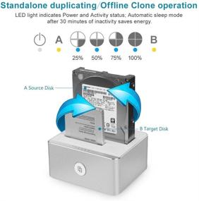 img 2 attached to 📀 Unitek Внешняя док-станция для жесткого диска с двумя отсеками USB 3.0 to SATA – UASP, 2.5-дюймовый / 3.5-дюймовый HDD SSD, функция дублирования / офлайн-клонирования – поддержка 2x 16ТБ, серебристый.