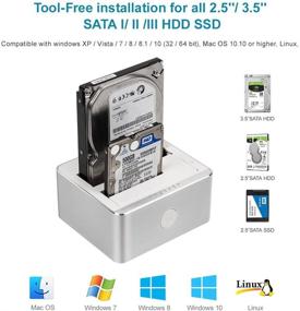 img 3 attached to 📀 Unitek USB 3.0 to SATA Dual Bay External Hard Drive Docking Station – UASP, 2.5 / 3.5-inch HDD SSD, Duplicator/Offline Clone Function – 2x 16TB Support, Silver