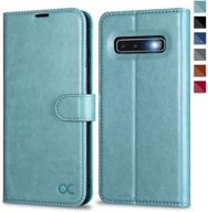 ocase samsung galaxy s10 case [ card slot ] [ kickstand ] [tpu shockproof interior ] leather flip wallet case for samsung galaxy s10 devices (mint green) logo