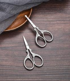 img 2 attached to HITOPTY Small Grooming Scissors - Stainless Steel Beauty Shears for Facial, Nose Hair, Eyebrow, Beard, Mustache Trimming - Rounded and Pointed - Safety Design - 2 Pack with Storage Bag