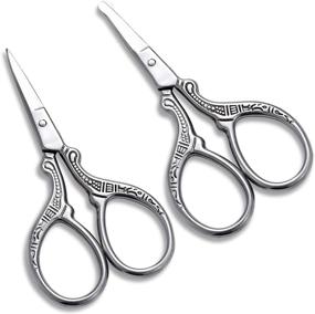 img 4 attached to HITOPTY Small Grooming Scissors - Stainless Steel Beauty Shears for Facial, Nose Hair, Eyebrow, Beard, Mustache Trimming - Rounded and Pointed - Safety Design - 2 Pack with Storage Bag