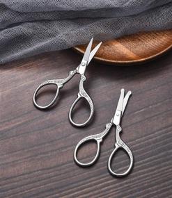 img 1 attached to HITOPTY Small Grooming Scissors - Stainless Steel Beauty Shears for Facial, Nose Hair, Eyebrow, Beard, Mustache Trimming - Rounded and Pointed - Safety Design - 2 Pack with Storage Bag