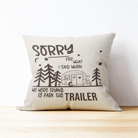 img 2 attached to 🏕️ Trailer Throw Pillow Case, Campers Gifts, Camper Decor - Apology Edition: 18 x 18 Inch Trailer Pillow Decorative Cotton Linen Cushion Cover for Sofa Couch Bed