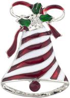 🔔 festive silvertone holiday bell ribbon enamel brooch by lux accessories: perfect christmas x-mas accessory! logo