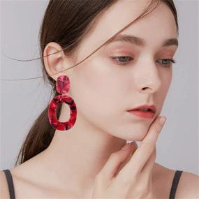 img 1 attached to 👂 Oval Acrylic Mottled Stud Earrings for Women Girls - Fashionable Bohemian Punk Geometric Resin Acetate Dangle Drop Hoop Statement Earrings Jewelry by ONLYJUMP