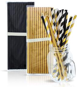 img 3 attached to 🎉 Party On Tap Black and Gold Straws - Stylish and Sustainable Paper Straws for Gold Party Decorations, Graduation, Bachelorette, Wedding, New Years Eve Parties - 125 Pack