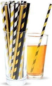 img 2 attached to 🎉 Party On Tap Black and Gold Straws - Stylish and Sustainable Paper Straws for Gold Party Decorations, Graduation, Bachelorette, Wedding, New Years Eve Parties - 125 Pack