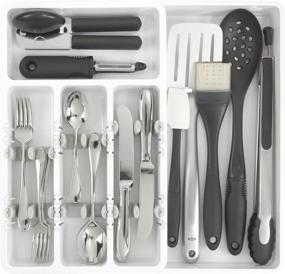 img 3 attached to 🍴 Efficiently Organize Your Utensils with OXO Good Grips Expandable Utensil Organizer, 9.75 inches, White