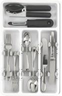 🍴 efficiently organize your utensils with oxo good grips expandable utensil organizer, 9.75 inches, white logo