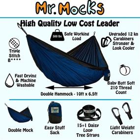 img 3 attached to 🌙 Mr. Mocks Midnight Rider Double Hammock: Lightweight, Water Resistant, Tree Straps, Carabiners - Ideal for Travel Camping