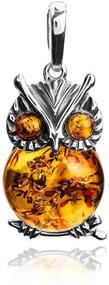 img 3 attached to Amber Sterling Silver Owl Pendant