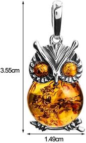 img 1 attached to Amber Sterling Silver Owl Pendant