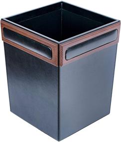 img 1 attached to Dacasso Walnut Leather Waste Basket